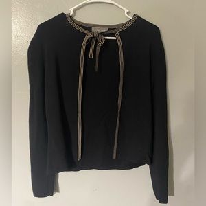 Kate Hill black sweater with tan trim, size small